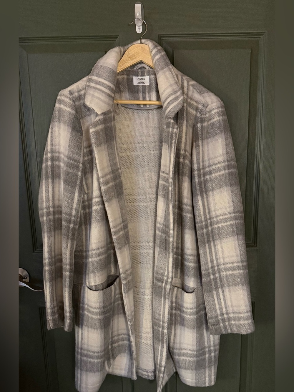 Ardene Gray & Cream Plaid Trench Coat